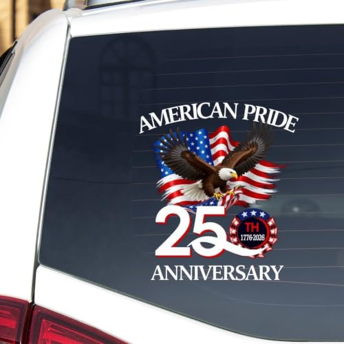 Image of 2pcs USA Eagle 250th Anniversary Semiquincentennial 1776-2026 | Car Window Decal Patriotic Vinyl God Bless America Decals for Cars, Tumblers, Helmets, Laptops 10 inch