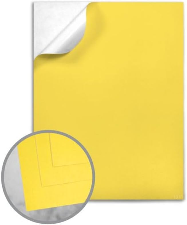 Limited Papers (TM) Permanent Adhesive Paper, 8.5X11 Inch, Letter Size, 60 Pound, Full Sheet Sticker Label, Scored Liner, Offset, 100 Sheets Per Ream (Yellow,)