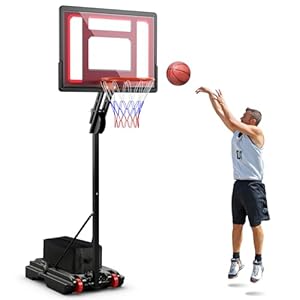 Giantex 10 Ft Basketball Hoop Outdoor – 5 FT to 10 FT Height Adjustable Indoor Portable Basketball Goal System with 2 Wheels, Weight Bag, Fillable Base, 32″ Backboard, Perfect for Kids Teens Adults
