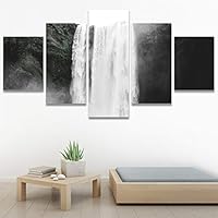 SIGNWIN 5 Panel Canvas Wall Art Modern Art Multicolor Nature Photography Relax/Calm Romantics Waterfall for Home Decorations Ready to Hang - 60