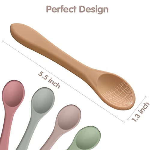 5 Pcs Baby Spoons Set Silicone Self Feeding Infant Spoons For Baby Bpa Free Soft Bendable First Stage Baby Spoons Food Grade For Boy & Girl #TOP1