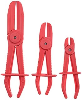 BOOMSTART 3pcs Hose Clamp Plier Set, Professional Hose Pinch Off Pliers, Lockable & Hands Free Hose Clamp Pliers, Lightweight Nylon Hose Clamp Pliers for Flexible Hoses Fuel Hoses, Red