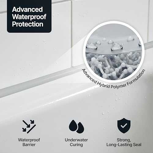 Image of Hemway Light Gray Kitchen & Bathroom Sealant & Adhesive - 300ml 1 Pack | Hybrid Polymer, Superior to Silicone Caulk Sealant, Waterproof, Odorless, Paintable, Ideal for Around Bathtub Shower Kitchen