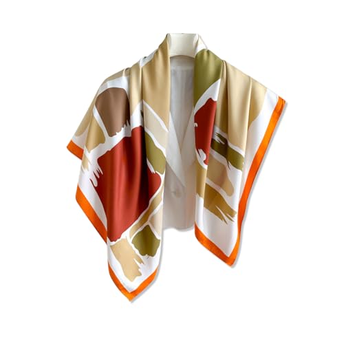 Silk Scarf Women Square Scarf Stripe Plaid Camellia Geometric Pattern Neckerchief Neck Scarf Bandana Headscarf Shawl