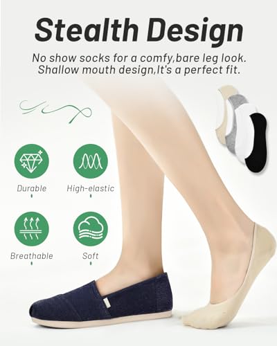 Image of RYI 5-Pack No Show Socks for Women Size 6-9 Ankle Invisible Non-slip Athletic Socks