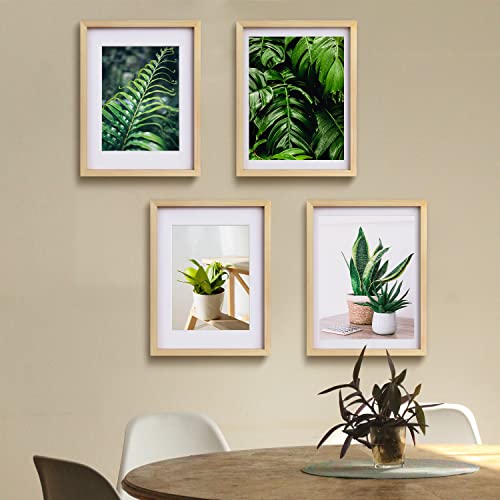 Egofine 12X16 Picture Frame Natural Wood With Plexiglass Made Of Solid, Display Pictures 9X12/11X14 With Mat Or 12X16 Without Mat For Tabletop And Wall Mounting #TOP4