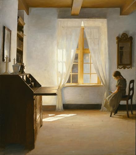 Toile Peinture Murale Fille Lisant Affiche Impression Peter Vilhelm Ilsted Salon 60x90
