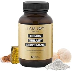 I Am Joy co. Ormus Shilajit Lion's Mane - Ultimate Brain Power! Monoatomic 24k Gold - The Only Blend of Its Kind for Energy, Memory, & Focus - 60 Vegan Capsules