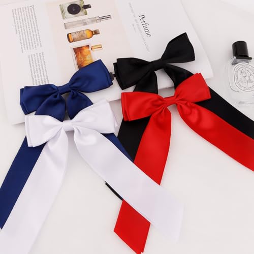 Lazos para el cabello satinados blanco, negro y rojo miniatura 6