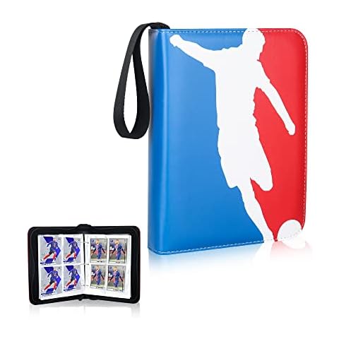 Football Card Holder, CLIUNT 400 Pockets Trading Card Binder, Football Card Folder, Trainer Trading Card Albums with Zipper and Handle Strap, Best Gift For Collectors and Kids Cover