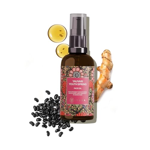 iYURA Yauvari Youth Spring | Vegane Gesichtsöl für trockene, alternde Haut | Hals-Gesichts-Dekolleté-Serum mit schwarzen Urdbohnen | Reduziert das Erscheinungsbild von feinen Linien und Falten | 30ml