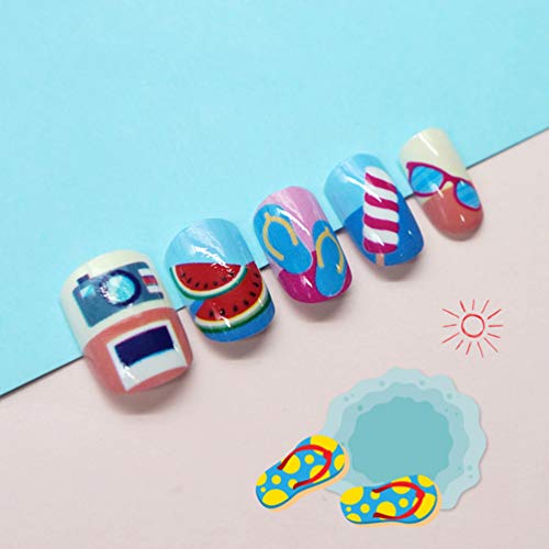 Lurrose 120 peças de unhas postiças infantis, pregas, pré-cola, capa completa, curta, unhas falsas,