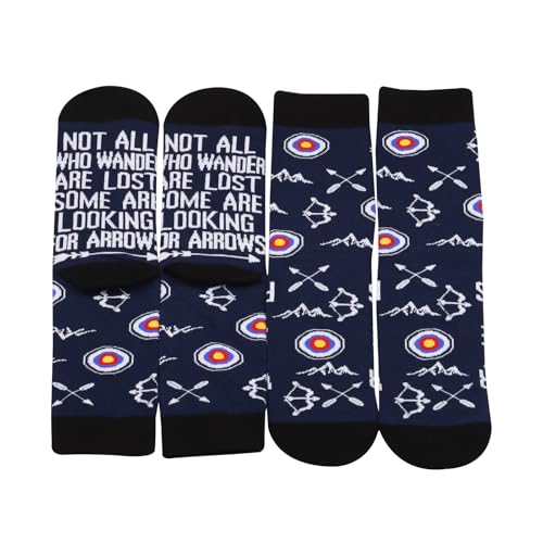 MBMSO Funny Archer Gifts 2 Pairs Archery Socks Gifts for Archery Lovers Archery Coach Gifts Archery Hunter Socks Arrow Gifts3