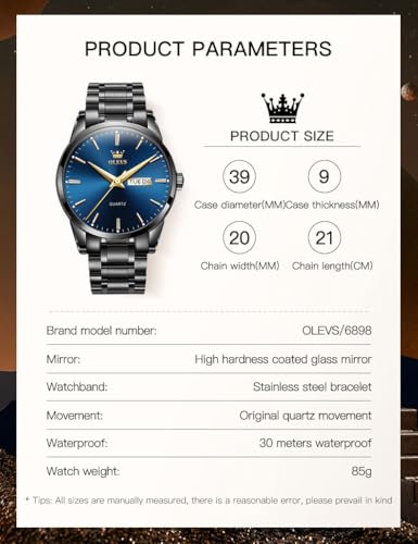 OLEVS Men's Luxury Watch Waterproof Luminous Easy Read Chronograph Watches Full Gold/White Dail/Black Face with Calendar Wristwatch