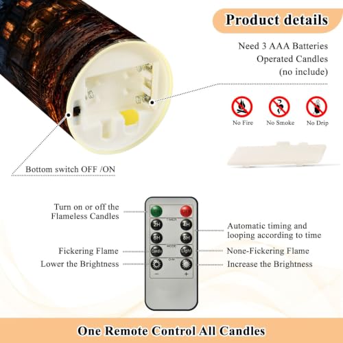 Velas LED sin llama parpadeantes para evitar cera derretida con mando a distancia Castle 5
