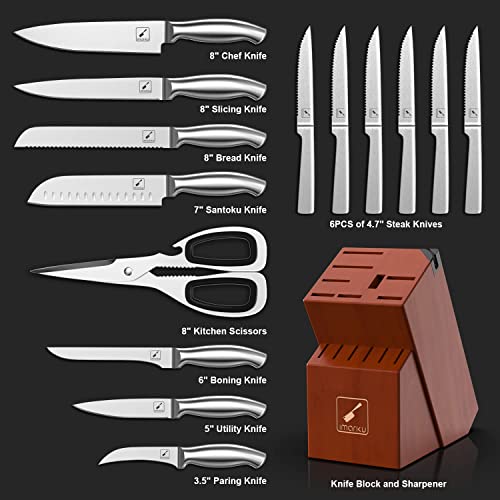 Knife Sets For Kitchen With Block, Imarku 15-Pieces High Carbon German Steel Kitchen Knife Set, Ultra Sharp Knife Block Set With Built-In Sharpener, Kitchen Gadgets 2023, Gifts For Mom And Dad #TOP1