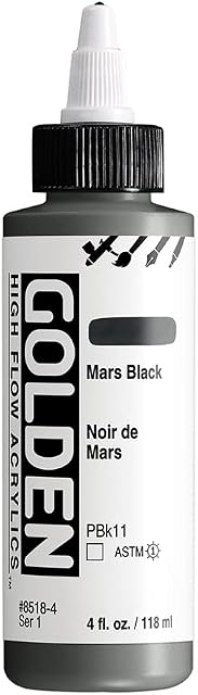 GOLDEN Acryliques à débit élevé, Mars Noir, 4 fl. oz. Bouteille, Peinture acrylique professionnelle, Transparent