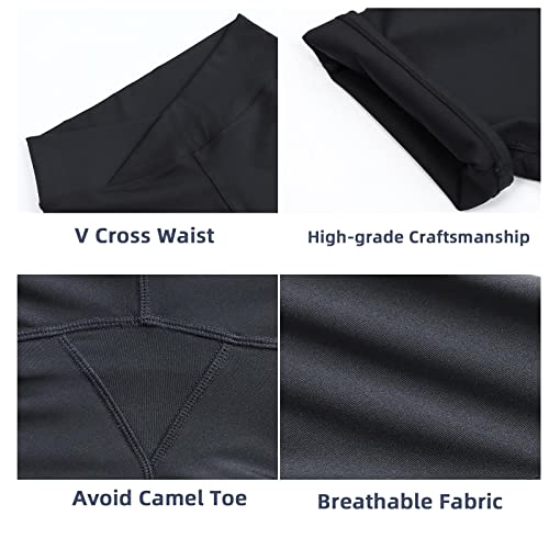 Womens Biker Yoga Shorts Crossover Summer 5" Inseam Workout Athletic Running Gym Short Girls 2 Pack Black/Brown,Large #TOP2