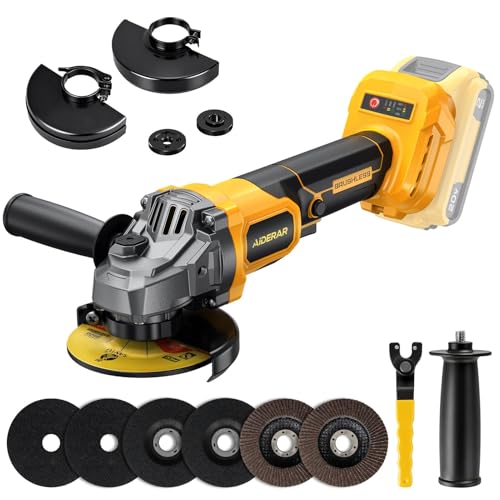 Image of Aiderar 4-1/2" Cordless Angle Grinder Tool, Brushless Cordless Grinder For Dewalt 20v Max (Tool Only), With Quick-release Guard, 3-speed Control