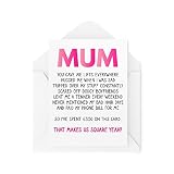CBH159 Carte d'anniversaire humoristique pour la fête des mères, carte d'anniversaire pour maman, carte de vœux pour elle, dépensé 3,50 sur cette carte makes us square, blague humoristique