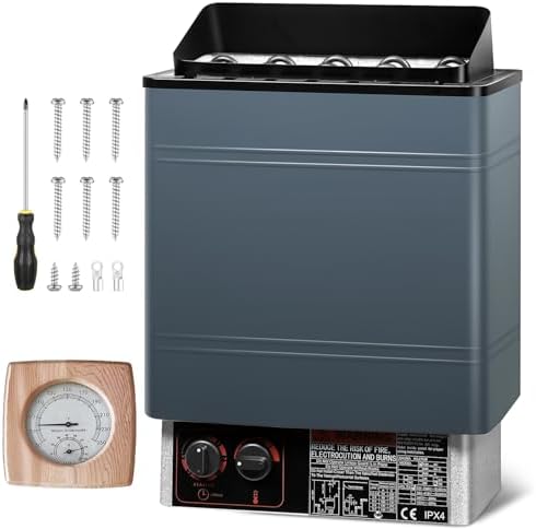 Vanbolt Sauna Heater-Electric Sauna Heaters 220V 6KW，Dry Sauna Heater with Built-in Controller，Suitable for SPA Houses,Home,Hotels Dry Saunas Built-in Controller,Suitable 260 Cu.Ft (6KW 220V)