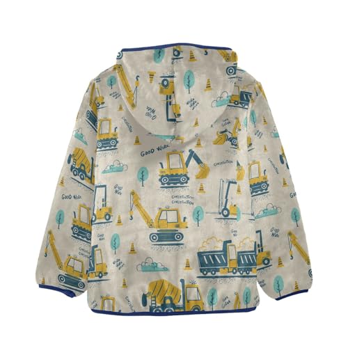 Cute Construction Machinery Girls Fleece Jacket Girls Fall Jacket Girls Zip Up Hoodie Girls Sherpa Jacket 2-10T2
