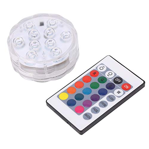 non-brand MagiDeal Lampe LED Piscine Lumière Éclairage Jardin Aquariums + Télécommande Imperméable - 7cm 10 LED