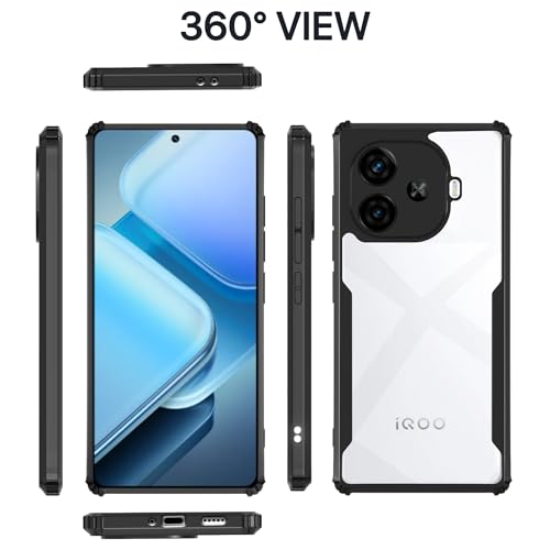 Image of Pikkme Vivo Y200 GT 5G Back Cover | Crystal Clear Transparent Back | Ultra Hyrbid | Full Camera Protection | Raised Edge | Bumper Back Case (Black)