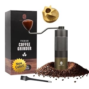 Premium Manual Burr Coffee Grinder – Hand Coffee Grinder with Titanium-Plated Stainless Steel Burr Mill; Extra-Fine to Coarse Coffee & Espresso Hand Grinder for Drip, French Press, Moka by GRINDCRAFT