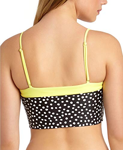 California Waves Top de biquíni tipo bandeau reversível juvenil, Preto/Amarelo, M