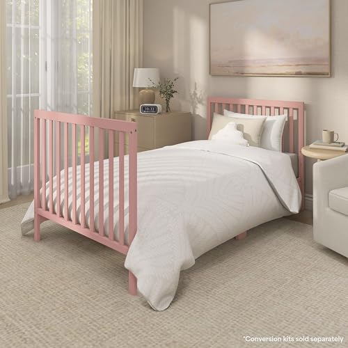 Image of Dream On Me Edgewood 4-in-1 Convertible Mini Crib in Dusty Pink (634-DPNK)