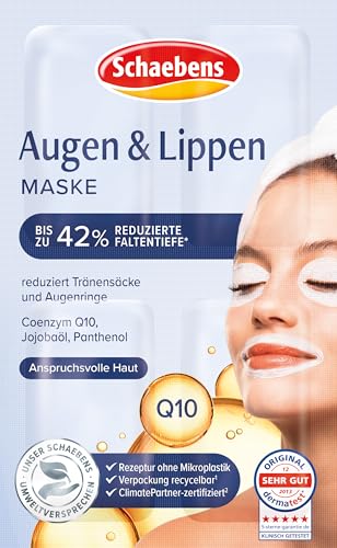 Schaebens Augen & Lippen Maske reduziert Falten, glättet und strafft mit Jojobaöl, Q10 und Panthenol für alle Hauttypen (Verpackung kann variieren)