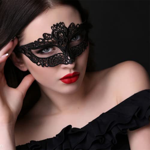 YUANJIASHUN YAO 4pcs Black Lace Masquerade Mask Women Venetian Masks Lace Maskes for Halloween Masquerade Carnival Party Costume Ball - Image 4