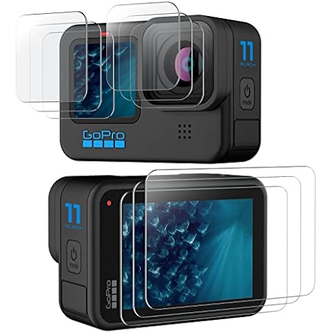 JETech Protector de Pantalla y Lente para GoPro Hero 11/10/9 Black, Vidrio Templado, 3 Paquetes Cover