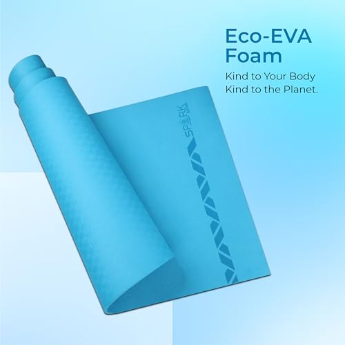 Image of Nivia Spark EVA Yoga Mat for Men & Women, 6 mm with Carry strap, Anti Skid, Exercise Mat for Home Workout, Foldable yoga mat, For Gym Exercise /Fitness (Teal Blue)