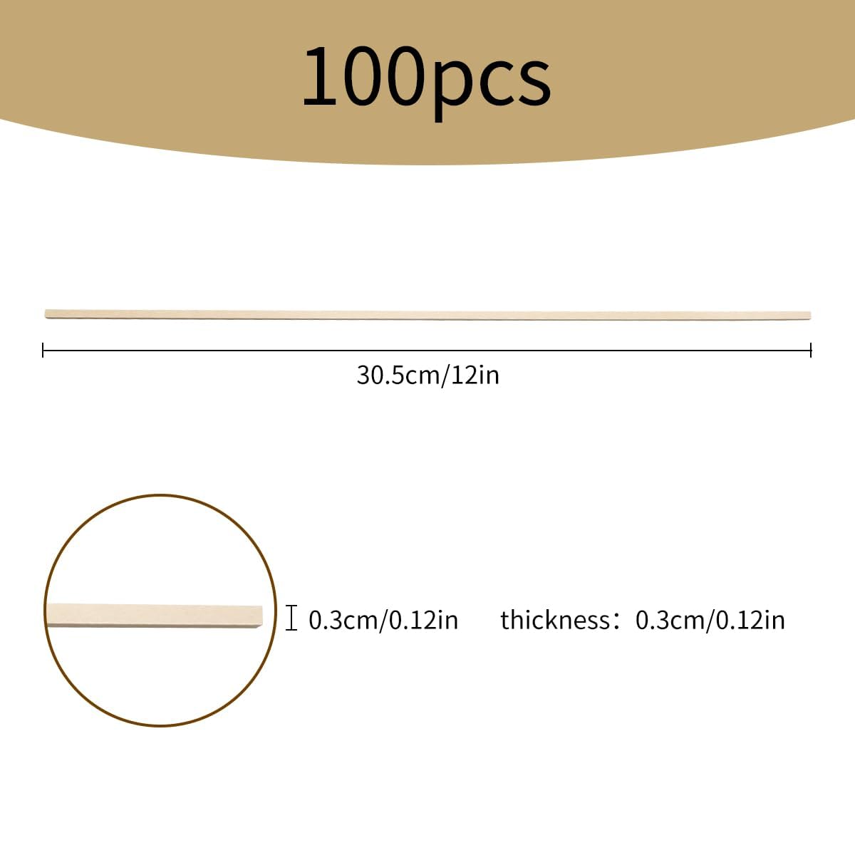 Tabanzhe 100 Pieces Wooden Sticks, Natural Long Square Balsa Wood for Craft DIY - Image 2
