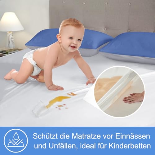 Matratzenschoner 160x200 cm Wasserdicht, Weiß inkontinenzunterlage waschbar, bettunterlage wasserdicht für Kinder - wasserdichte… – Ansicht 6