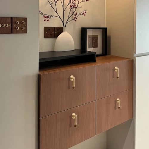 Poignées d'armoire en laiton et noyer pour tiroir de commode - 7