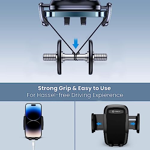 Image of Toreto Grasp-9 AC Vent Car Mobile Holder with 360 Rotational, Quick Release Button, Compatible with All Smartphones Devices (TOR-172)(Black)