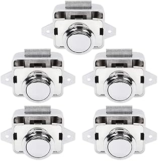 OCGIG 5PCS Push Button Locks Cabinet Door Catch Lock for Caravan Motorhome Camper Van Latch Cupboard