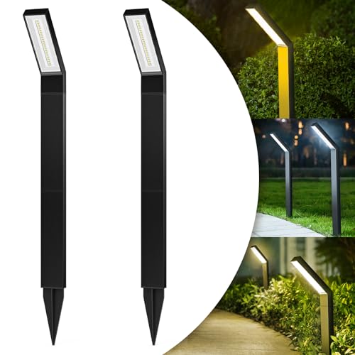 WAFTING Solar Pathway Lights, 2 Pack Bright Solar Outdoor Garden Lights Waterproof IP65, 6 Light Modes, Long Lasting Solar Landscape Lights for Garden, Lawn, Yard, Pathway, Driveway