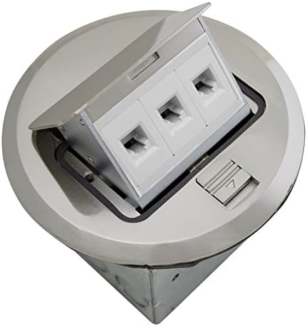 Orbit FLBPU-L-R-SS Electric Floor Box, Pop-Up Cover RJ45 Ports - 4" Round - Stainless Steel