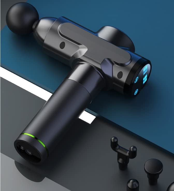 Pistola de masaje, Pistola de masaje muscular de tejido profundo Pantalla LCD, Pistola de masaje deportivo de percusión eléctrica portátil de mano con 6 cabezales de masaje, for aliviar el dolor muscu