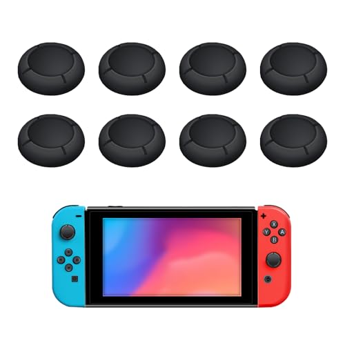 8 Pcs Replacement Button Caps for Switch Joycon,Silicone Joystick Thumb Stick Caps,Switch Thumb Grips/Lite Black Silicone Protective Accessories for Joystick 3D GripsCaps (black)