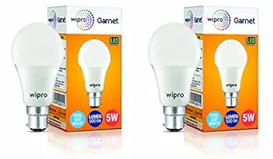 wipro 5W B22D Led Cool White Bulb, Pack of 2 (Garnet)