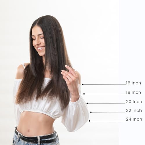Image of HairOriginals 100% Human Hair Extension for Women | Clip-In Side Patch Pair for Instant Volume and Length, Pack of 2 - Natural Brown, 18 Inches