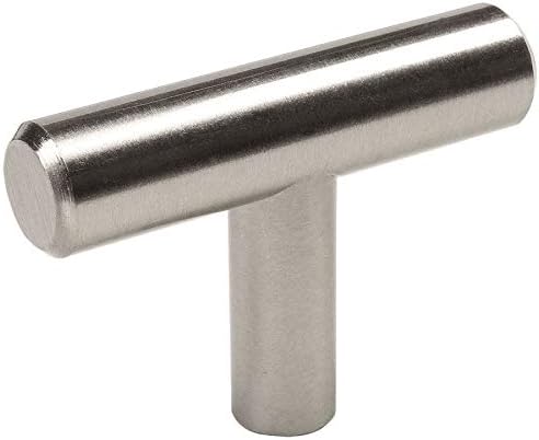 Cosmas 25 Pack 305SN Satin Nickel Cabinet Hardware Euro Style T Bar Knob - 2" Overall Length