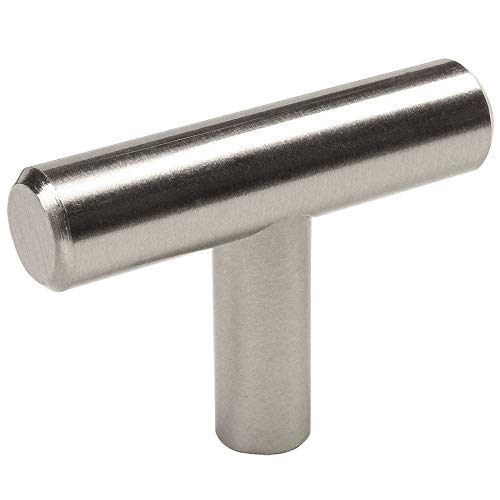 Cosmas 10 Pack 305SN Satin Nickel Cabinet Hardware Euro Style T Bar Knob - 2