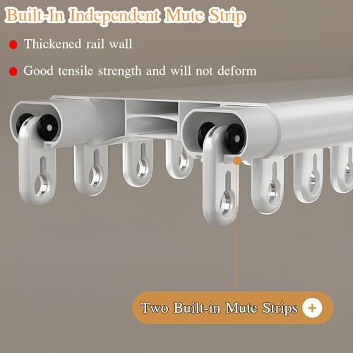 Heavy Duty Double Curtain Track - 120cm Ceiling Mount Sliding Rails for Smooth Operation, Easy Installation, Adjustable Curtain Rods, Ideal for Home Decor & Window Treatments, White