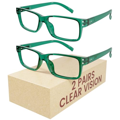 Image of Eyekepper Blue Light Reading Glasses Men Women 1.5, Green 2 Pack